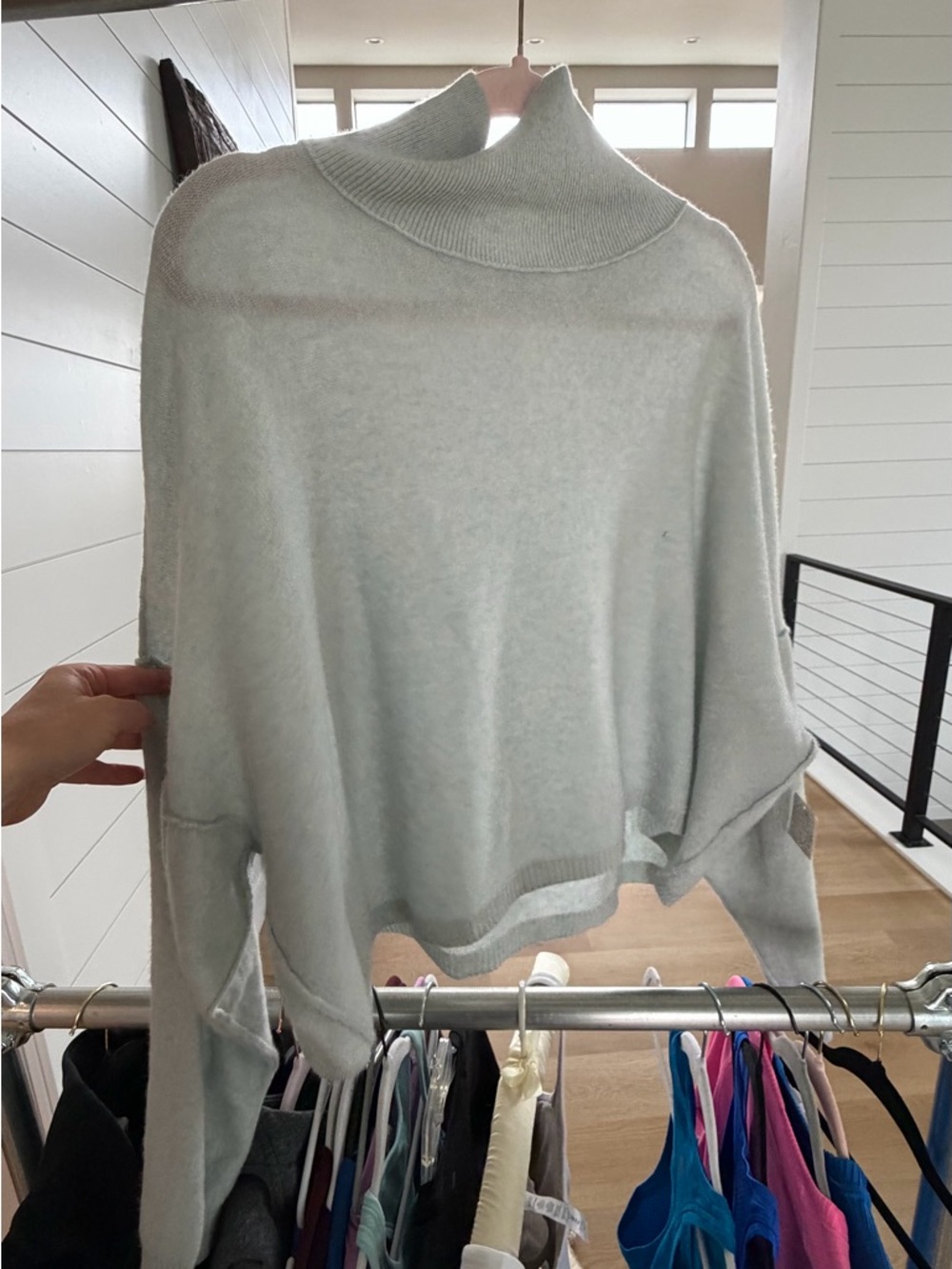 Free People Light blue/Gray so low/so high Turtleneck Boxy cashmere sweater - Picture 3 of 3